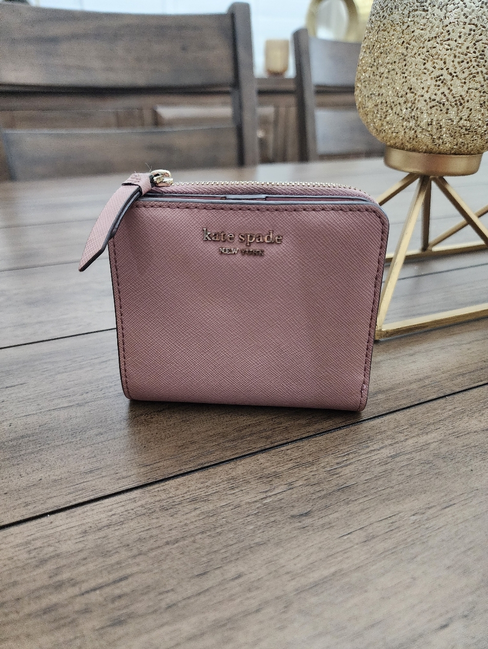 kate spade New York Blush Pink Saffiano Leather Small Zip Wallet